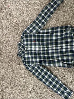 Ralph Lauren Boys' Blue, Green & White Plaid Button-Down Shirt